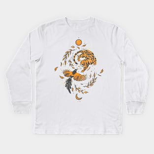 Tiger & Eagle Fighting Kids Long Sleeve T-Shirt